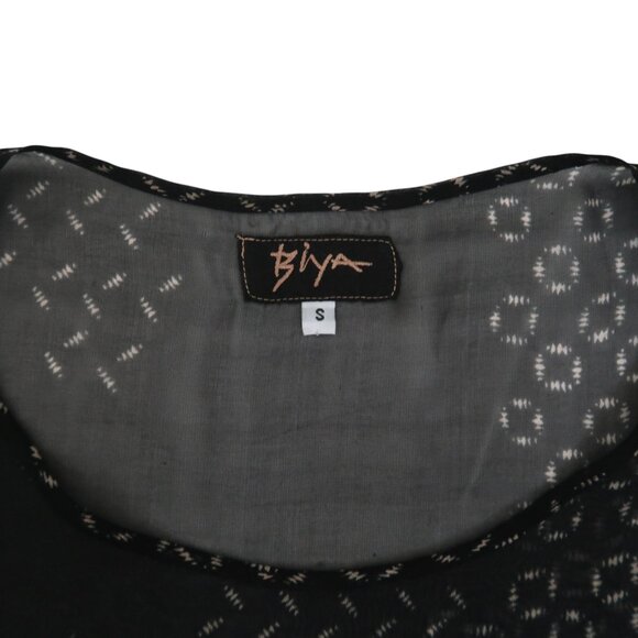 BIYA printed sheer silk chiffon tunic top sz S JOHNNY WAS - Picture 4 of 5